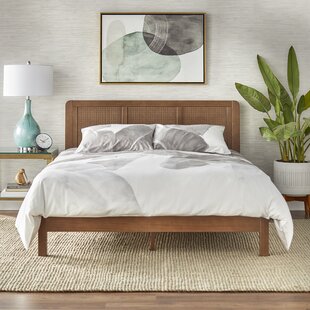 Jerell modern queen linen platform deals bed